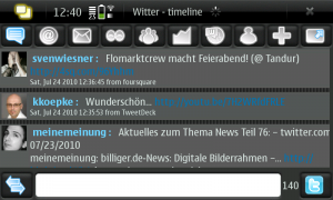 Twitter-Applikations namens Witter am N900