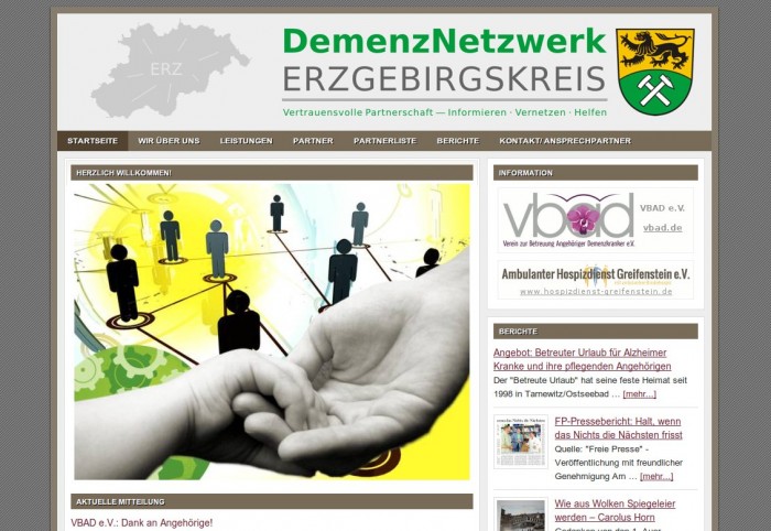 DemenzNetzwerk Erzgebirgskreis -- Bildschirmfoto: demenznetzwerk-erzgebirgskreis.de