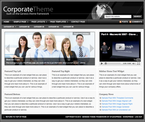 Bildschirmfoto des Corporate 1.1 Theme für Genesis von StudioPress