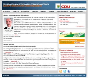 Bildschirmfoto: Relaunch der Webseite der CDU-Fraktion Erzgebirgskreis