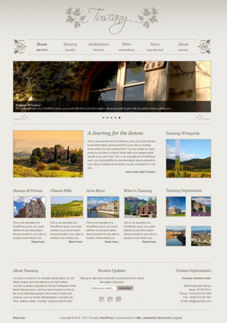 Bildschirmfoto des Tuscany Theme für Xtreme One Framework