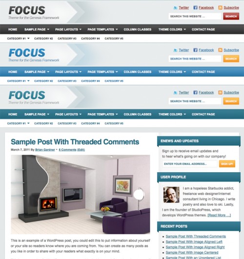 Bildschirmfoto des Focus Theme für Genesis von StudioPress