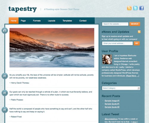 Bildschirmfoto des Tapestry Theme für Genesis von StudioPress