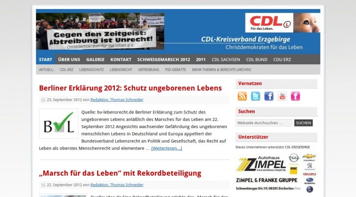 CDL Kreisverband Erzgebirge -- Bildschirmfoto: cdl-erzgebirge.de
