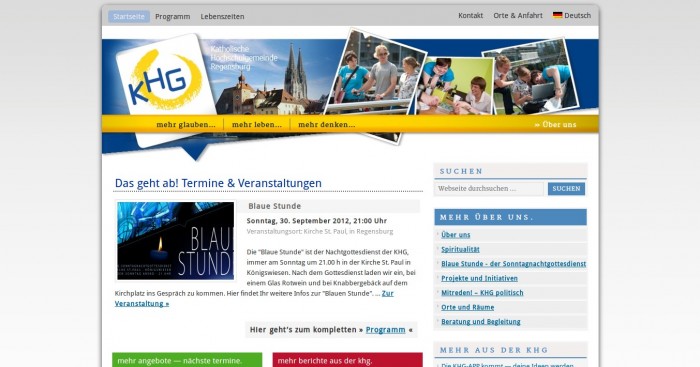 Katholische Hochschulgemeinde Regensburg -- Bildschirmfoto: khg-regensburg.de