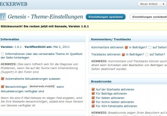 Genesis Framework für WordPress, Version 1.6 (Bildschirmfoto)